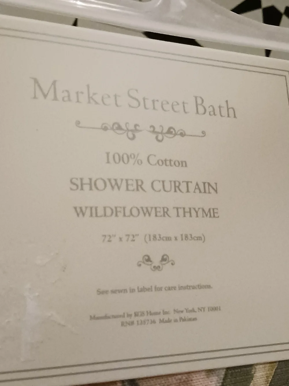 Market Street Bath Wildflower Thyme Shower Curtain 100% Cotton